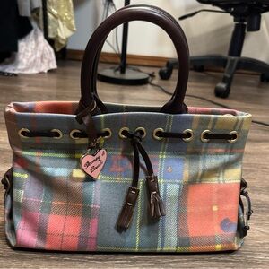 Dooney & Bourke Madras Ladybug Tassel Handbag